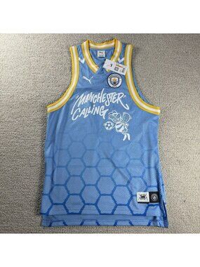 Puma Hoops x Manchester City Basketball Jersey Blue Men's Size Small